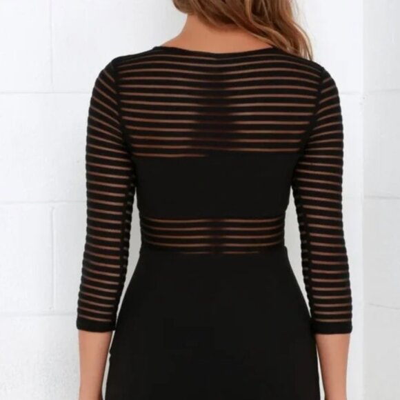 Lulus Black Bodycon Mesh Dress - M Like New - Picture 3 of 11